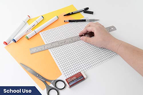 Pacific Arc 12 Inch Stainless Steel Ruler with Inch/Metric Conversion Table - style: 12 In