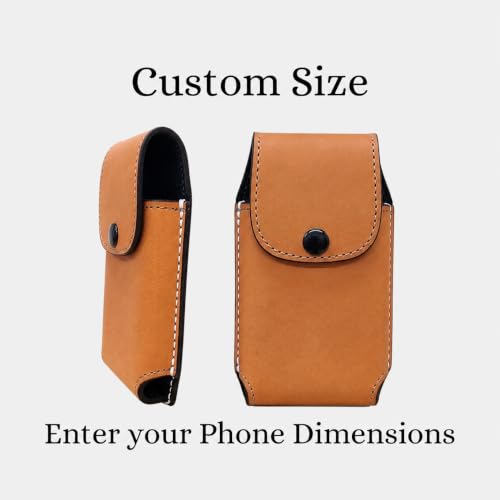 Custom Leather Phone Holster, Heavy Duty Belt Pouch Case with Snap Closure, EDC Waist Carry Cell Phone Sheath (Tan) - color: Tan