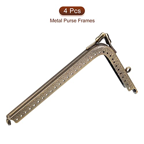 uxcell Metal Purse Frames - 5.7" 4Pcs Rectangle Kiss Lock Clasp Frame Embossed Clutch Frame for Coin Purse Sewing Bag Making DIY Craft, Bronze - color: Bronze, size: 5.7"