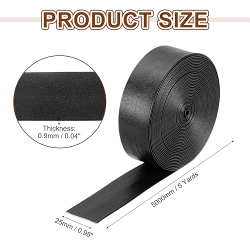uxcell 5 Yard 25mm PU Faux Leather Strips, Fold Over Leather Strap Roll Double Sided Faux Supplies for DIY Craft Projects, Black - color: Black, size: 25mm