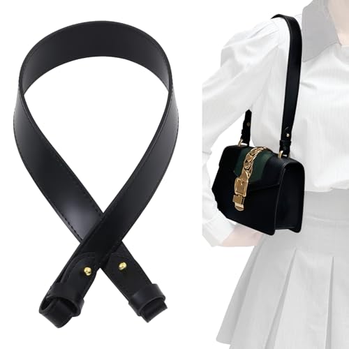 jiesinlov Vachetta Leather Replacement Straps Purse Shoulder Strap for Gracefull Bags (W1.4in,L25in-Black) - color: W1.4in&l25in-black