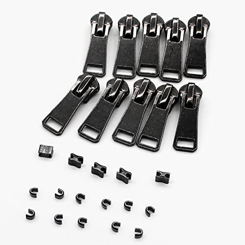 #5 Metal Zippers by The Yard Bulk 2 Yards Black Tape with 10 pcs Sliders Black Nickel Teeth Handmade Zipper for Sewing Craft Bag Backpack, Wallets, Purses Leekayer - color: Black nickel