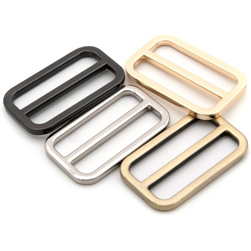 Loosco Flat Metal Adjuster Belt Sliders, 10 PCS Buckle Triglide for Strap Keeper Leathercraft Bag Belt Adjuster (Gold,1 1/2") - color: Gold, size: 1 1/2"
