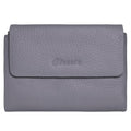 Women's Bifold Wallet, Genuine Leather, Magnetic, ID Window | Holds 10+ Cards, 2 Zip Coin Pockets, Pebbled Cowhide, Snap Closure, Large Capacity, Multiple Colors, Compact 5.5x3.9in - color: B-Dark Gray