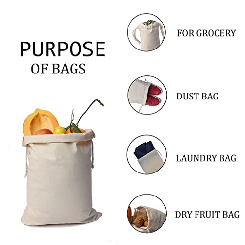 100Pcs 6 x 8 Inches Premium Cotton Muslin Double Drawstring Bags, Reusable Bag Natural Cotton Bags with Drawstring Produce Bags Bulk Gift Bag Jewelry Pouch for Party Wedding Home Storage - style: 6 X 8 Inches