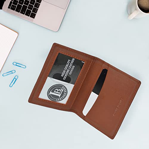 Leatherboss Slim Thin Leather Credit Card Id Mini Wallet Holder Bifold Driver's License Safe (Chocolate) - color: Chocolate