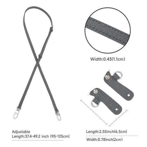 Purse Straps Replacement, Leather Handbag Crossbody Shoulder Strap Kit Adjustable for Mini Longcamp Tote Bag Women - color: Anthracite