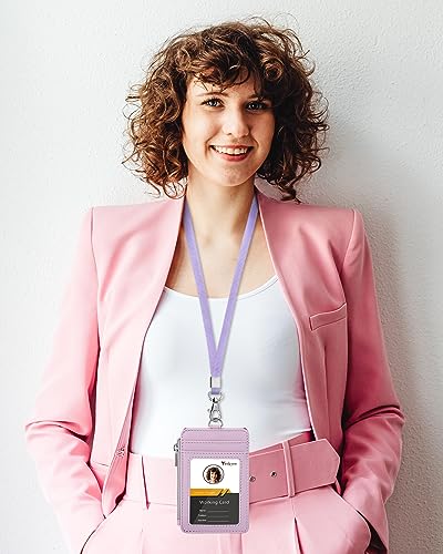 Teskyer ID Badge Holder with Lanyard, Lanyard Wallet, Lychee Lilac - color: Lichee Lilac, size: 3.1" x 4.7"