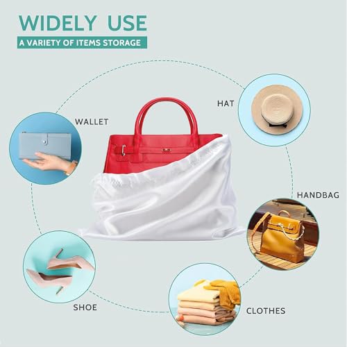 10 Pack Dust Bags for Handbags, Shoe Dust Bags for Purses, Silk Cotton Purse Cover Storage Bag(White, M-19.6 × 15.7 in) - color: White-10pcs, style: M-19.6 × 15.7 in