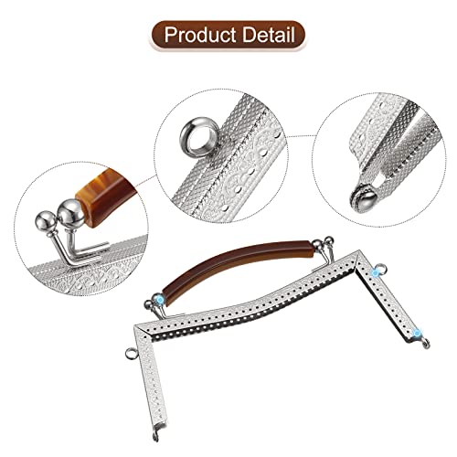 uxcell Metal Purse Frames 2 Pcs Kiss Lock Clasp Frame Embossed Clutch Frame with Rubber Handle for Coin Purse Handbag Making DIY Craft, Silver - color: Silver