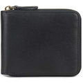 Genuine Leather Zipper Wallet With Coin Pocket, RFID Blocking Zip Around Front Pocket Bifold Wallet, Gift for Men - color: Black