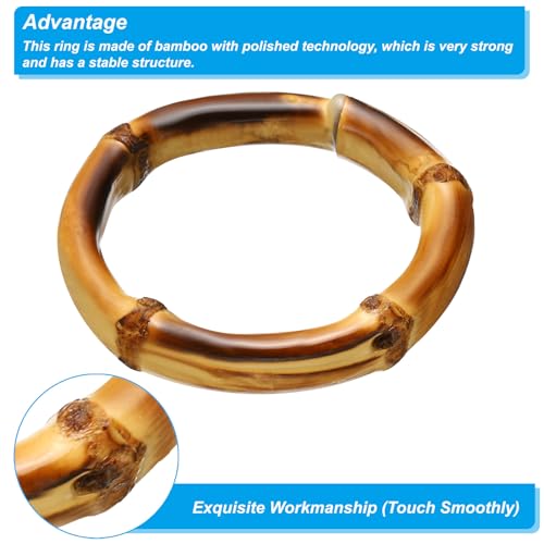 PATIKIL 2 Inch Bamboo Purse Handles, 4 Pcs Round Replacement Handmade Rings for Tote Bag Purse Making Decorations, Brown - color: Brown, size: 2 Inch