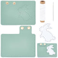 Rabbit DIY Genuine Leather Purse Making Kit for Women Credit Card Bag Sewing Set Handmade Small Purse Crochet Knitting Supplies for DIY Birthday Bridal Wedding Gift(Green) - color: Green
