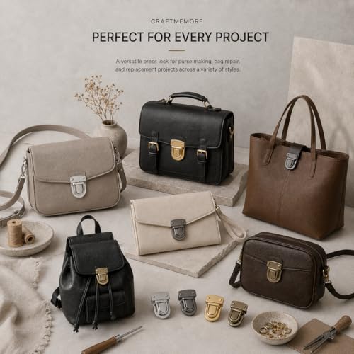 CRAFTMEMORE 1-1/4 Inch Press Lock Purse Catch Clasp Hardware for Bag Gold - color: Gold