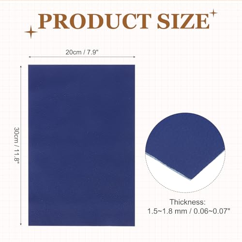 MECCANIXITY 1 PCS Top Grain Leather Sheet 11.8 x 7.9 Inch Natural Cow Leather 1.5-1.8mm Fabric Pieces for DIY Craft Furniture Office Belts Notebook Covers, Dark Blue - color: Dark Blue, size: 1.5-1.8mm