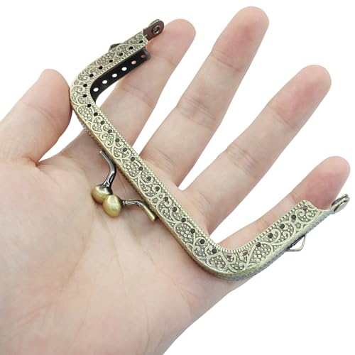 Zorveiio 2 Pcs 10.5cm Metal Kiss Clasp Purse Frame Lock | Arch Square Frame, For Bag Making, DIY Sewing Craft, Wallets & Handles Bags - color: Bronze-2PCS, size: 10.5cm