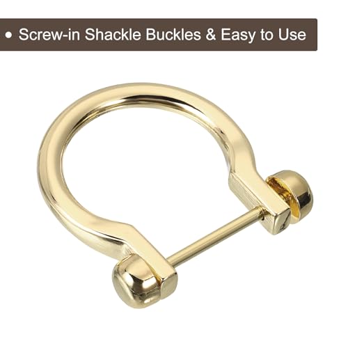 uxcell D-Rings Screw in Shackle, Zinc Alloy Horseshoe U Shape D Ring Buckles for Purse DIY Leather Craft - color: Gold, size: 0.89 Inch