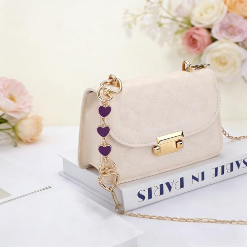 Anbys Bag Charms Chain Heart Moon Purse Extender Chain Purse Strap Extenders Bag Charms for Handbags(Purple Heart/Moon) - color: Elegant Purple