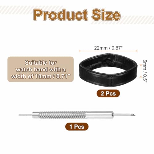 HARFINGTON Leather Watch Band Loops Replacement Watch Band Keeper Watch Strap Holder Retainer Wristwatch Strap Fastener Rings - color: Black, size: 18mm