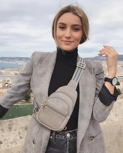 CHOLISS Anti Theft Small Sling Bag for Women and Men RFID Leather Crossbody Bags Fanny Pack Chest Bag Travel Purse Daypacks - color: Grey