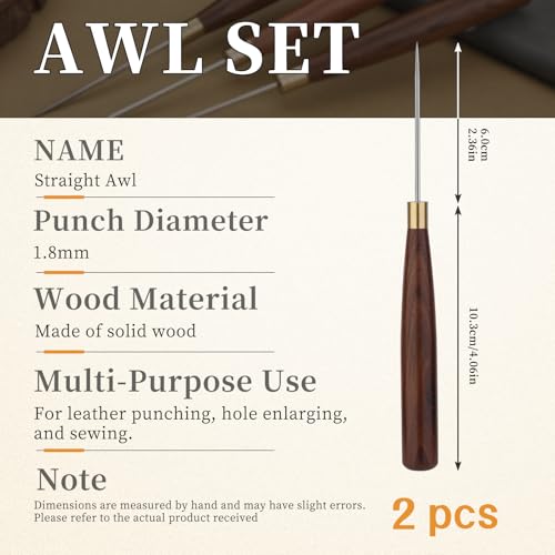 Diudus 2 Pack Scratch Awl Tool, Leather Sewing Awl Tool Sewing - color: 2 Pack Dark Wood Color