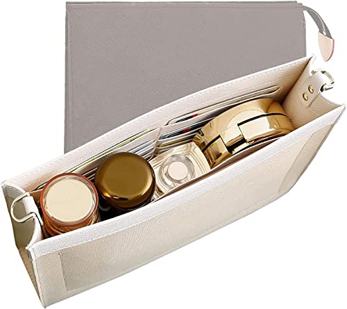Premium Leather Purse Insert Organizer Compatible with LV Toiletry Pouch 19/26 with Gold Buckles - color: Beige, size: Large-26