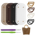 Zorfeter 4 Pack Bag Bases, 8.7x4 PU Leather Crochet Bottoms | 2 PCS Crochet Hook, 8 PCS D Shape Purse Handles, For DIY Bag Making, For Crochet Enthusiasts - size: With 8 Purse Handles