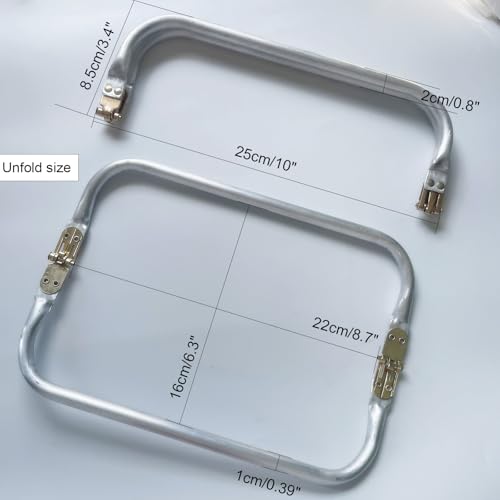 Tuofchyi 10 Inch Metal Purse Frame, 2Pcs Rectangle Kiss Lock Bag Hardware | Ideal for DIY Tote Bags, Clutches, Crochet Purses, Features a 180° Opening, Strong Hinges Secure Rectangle Kiss Lock Closure - size: 10 inch