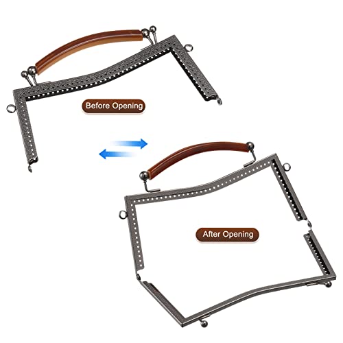 uxcell Metal Purse Frames 2 Pcs Kiss Lock Clasp Frame Embossed Clutch Frame with Rubber Handle for Coin Purse Handbag Making DIY Craft, Black - color: Black