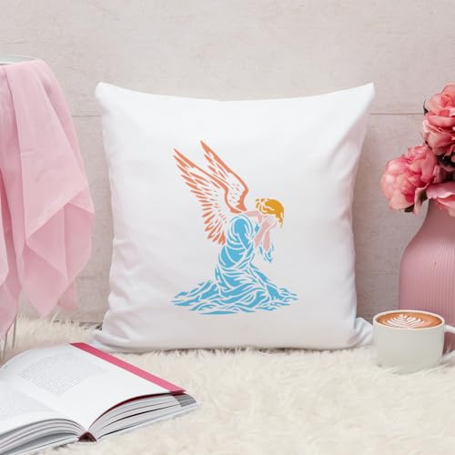 FINGERINSPIRE Weeping Angels Painting Stencil with Paintbrush 11.7x8.3 inch Praying Angel Silhouette Stencil Reusable DIY Craft Stencils for Painting on Wood, Wall, Canvas, Fabric and Furniture - color: Weeping Angels