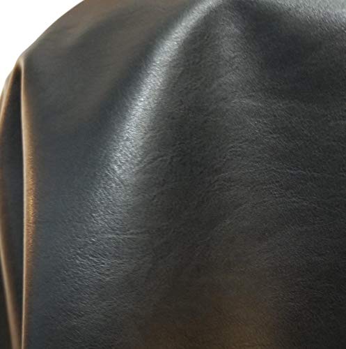 NAT Leathers 24 inch x 54 inch Vegan Faux Leather Fabric by the Yard Synthetic Pleather 0.9 mm Soft Smooth Upholstery 9 sq.ft. (24" x 54" -2/3 of Yard) (Black) - color: Black