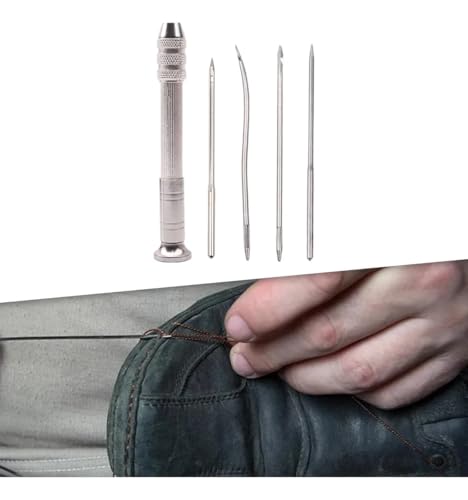 5PCS Sewing Needle Set, Heavy Duty Interchangeable Hand Sewing Needles for Leather Canvas Shoe Repair Upholstery Tent DIY Sewing Kit