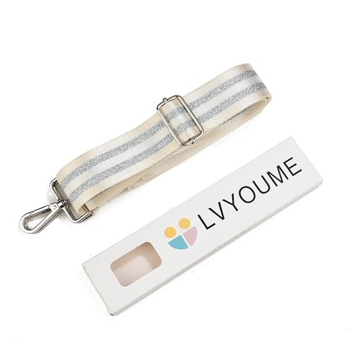 LVYOUME Purse Strap Silver Hardware Wide Bag Straps Replacement Crossbody Adjustable Shoulder Strap for Purses - color: Silverhardware-brightbluesilver-325