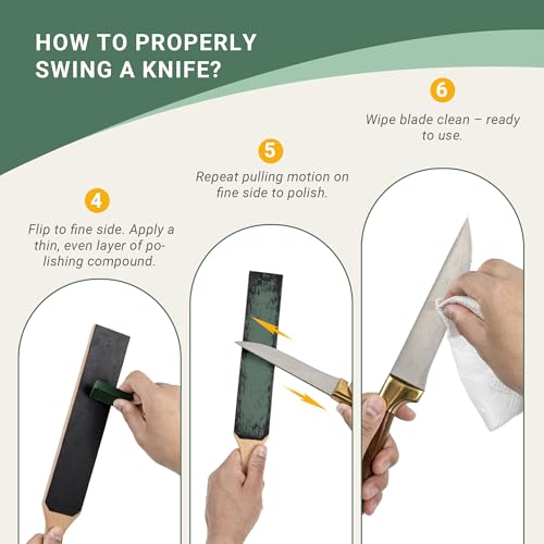 14" Leather Strop for Knife Sharpening for Woodcarving Tools | Double Sided, Stropping Compound Kit