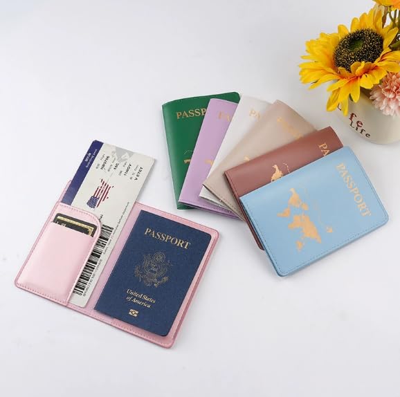 1-Piece Passport Holder, PU Leather Travel Wallet Case—An Ultra-Slim Document Organizer and Vacation Essential - color: Purple