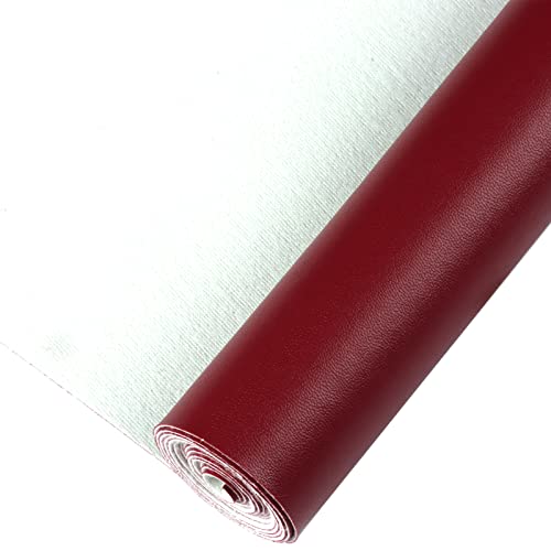Smooth Solid Color Faux Leather Sheets Roll 12"X53" (30cmX135cm),Very Suitable for Making Crafts, Leather Earrings, Bows,Sewing (Maroon Red) - color: Maroon Red