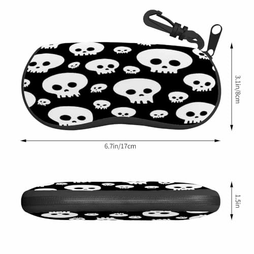 IBILIU Eyeglasses Case Circuit Board Ultra Light Neoprene Sunglasses Case,Soft Reading Glasses Case For Women Men - color: Human Skull