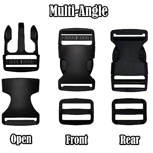 Buckles Straps 1 Inch, Nylon Webbing Straps 6 Yards + 6 PCS Quick Side Release Plastic Buckles + 12 PCS Tri-Glide Slide Clip, No Sewing Required Heavy Duty Durable, Backpack Dog Collars Replacement. - color: 1 Inch Buckles Straps