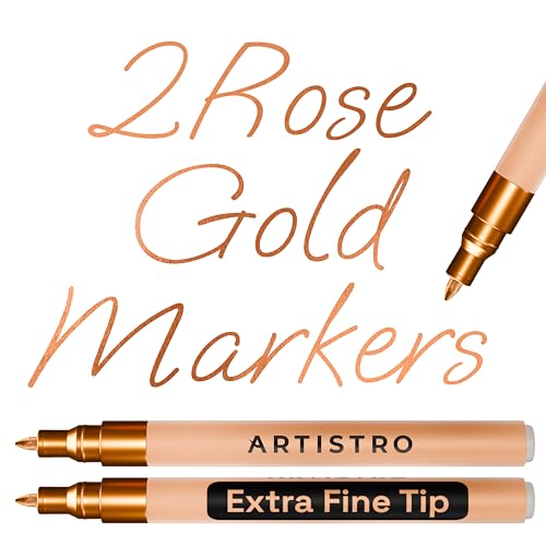 ARTISTRO Rose Gold Acrylic Paint Markers - 0.7mm Extra Fine-Tip - Set of 2 - color: Rose Gold