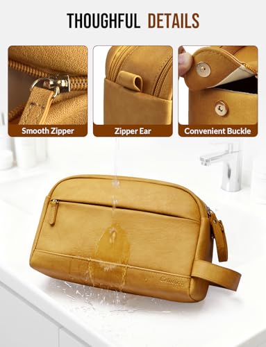 PU Leather Toiletry Bag for Men, Yellow - color: Yellow, size: Medium