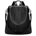 S-ZONE Leather Backpack Purses for Women Antitheft Rucksack Shoulder Bag Medium | Genuine Leather, Medium Fits 9.7-inch Tablet, for Work Travel Daily Commute, Multi Pockets, Adjustable Dual Straps - color: 2-black