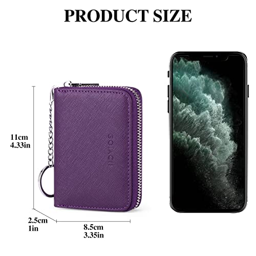 GOIACII Wallets for Women RFID Blocking Ultra Slim Real Leather Credit Card Holder Clutch - color: Z-Purple