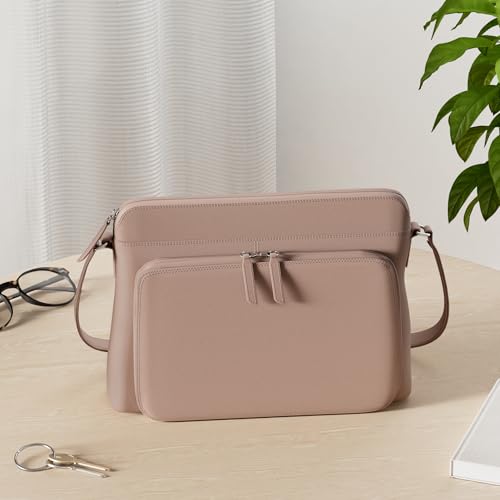 ili New York Genuine Leather Crossbody Bags for Women - Premium RFID Blocking Shoulder Bag Organizer with Adjustable Strap - color: Mauve