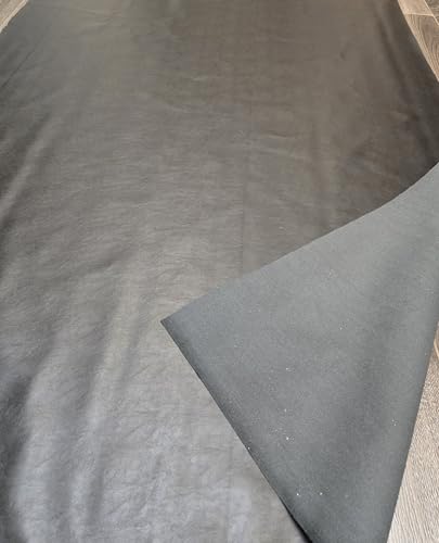NAT Leathers | Black Soft Faux Vegan Leather PU (Peta Approved Vegan) | 1 Yard (36 inch Length x 54 inch Wide) Cut by the Yard | Synthetic Pleather Nappa 0.9 mm Smooth Upholstery | 36"x54" - color: Black, size: 1 yard (36"x54")