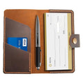 Leather checkbook holder, Checkbook cover handmade, For Women and Men, Christmas gifts (Brown) - color: Brown
