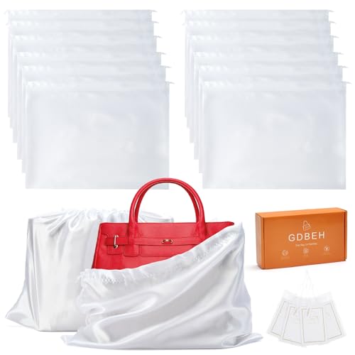 12 Pack Dust Bags for Handbags Travel Storage Pouch Silk Cloth Bag - color: A-White, size: 19.6x15.7in