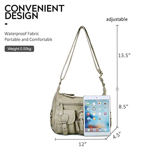 Angel Barcelo Cross body Shoulder Bag Women Soft PU Leather Purses and Handbags - color: Stone