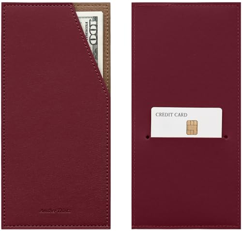 PU Leather Card & Cash Envelope for Travel and Budgeting -Burgundy | Reusable Money Holder, Stylish Leather Money Envelope - color: Burgundy