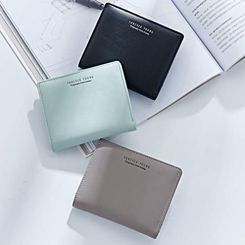 Women Wallets Small Bifold Leather Pocket Wallet Ladies Mini Short Purse - color: C Black1