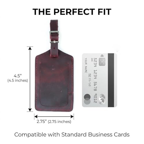Genuine Leather Luggage Tags & Bag Tags 2 Pieces Set - color: Deep Red